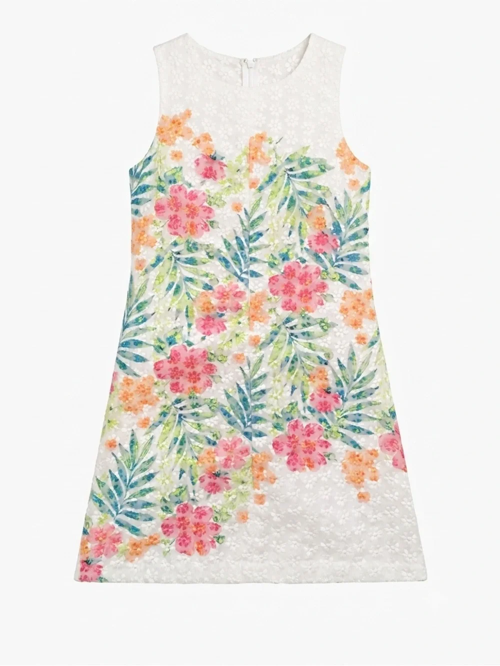 Rare Editions White Floral Sleeveless A-Line Dress